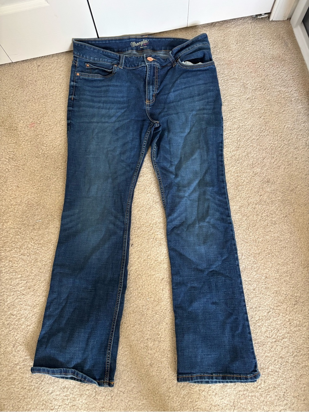 Women's Size 15 Wrangler Dark Blue Cowboy Cut Slim Fit Jeans